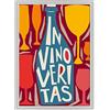 ConKrea QUADRO SU TELA CANVAS INTELAIATO - CON CORNICE - In Vino Veritas - Enoteca Vino - Illustrazione Cubista - 70x100cm - Stile Contemporaneo Bianco - (cod.3037)