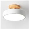 Chao Zan Plafoniera Verde Macaron, Moderna plafoniera a LED da 13W, plafoniere a Montaggio Superficiale Nordico Lampada da Soffitto in Legno, Bagno Rotonde in Metallo con Paralume Soggiorno (Bianco （13W）)