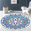 Duories Tappeto rotondo in cotone vintage,con motivo mandala,lavabile,tessuto a mano,con nappe per camera da letto,corridoio,soggiorno,tavolino da caff? lavabile in lavatrice,motivo floreale da 60 cm,#18
