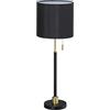 Relaxdays Lampada da Tavolo con Interruttore a Catena, Luce da Comodino con il Paralume, E27, HxD: 69 x 24 cm, Nero-Oro