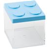 OMADA Design Contenitore Confettata per Confetti o Caramelle, Tipo Mattoncino, in Plastica Trasparente e Coperchio Colorato - 500 ml - 10x10x10,5 cm