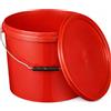 BenBow secchio con coperchio 10l rosso 20x 10 litro - sicuro per gli alimenti, stabile, a prova di perdite, inodore - contenitore in plastica con manico - vuoto