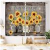 Laifzere - Tende da cucina vintage con girasole e fiori rustici e parole ispiratrici, piccole tende corte adatte per bagno, soggiorno, camera da letto, 2 pannelli (69,8 x 99 cm)