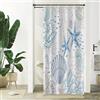 Xiaoterna Estate vita marina bianco Tenda da doccia retrò costa nautica stelle marine conchiglia corallo cavalluccio marino Tenda da bagno Flora e fauna subacquea Decorazione bagno 90x180cm