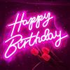 Fespcj Buon Compleanno Rosa LED Neon Decorazione del Partito di Compleanno USB Operazione Decorazione di Fondo del Partito Camera da Letto Decorazione Della Parete 5V 16.5*11