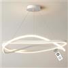J.SUNUN Lampadario LED Moderno a Sospensione per Soggiorno - Luce Dimmerabile a Cerchio, Soffitto Sospeso - Lampada Sospensione Moderna - Diametro 60CM Bianco