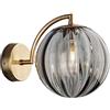 ZTTECH Applique da parete a sfera in vetro Grigio, globo in vetro Grigio con lampada da parete a base dorata per comodino (Grigio)