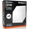 Eurocali Pannello LED 60x60 25W Altissima luminosità 4500 lumen - 180 lm/w - Bianco Freddo 6500K - Pacco da 6