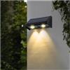 Damastoreitalia Universo Applique led da esterno ip65 con pannello solare lampada a parete faretto doppia luce (Solare - 2 led - luce calda)