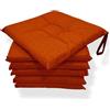 MENKËLL - Set 6 Cuscini Sedia da Cucina in Cotone - Cuscini Coprisedia Universali 40x40 cm - Cuscino 4 punti con Lacci di Fissaggio Imbottiti 100% Made in Italy (Arancione, 40x40 cm)