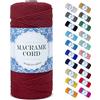 Uiopa Corda Macrame 2mm x 200m, Filo Macrame Corda Cotone Macramè Filo, 3 Fili Cordoncino Cotone Spago Colorata, Cordino per Borse Uncinetto Arazzo da Parete Artigianato Fai Da Te Appendini per Piante