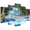 Cuadros B&D XXL - Quadro Cascata Natura 200x100 5 Pezzi - Stampa su Tela Canvas con Struttura - Quadri Componibili Moderni Soggiorno Grandi - Murale Arte Decorazioni da Parete Decori - Alberi blu verd