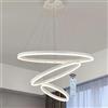 J.SUNUN Moderna LED Lampadario Metallo Bianca 3 Cerchi 40+60+80cm 90W Anelli Lampada Sospensione Soffitto Telecomando Dimmerabile Lampada Sospensione Per Soggiorno Camera Letto Sala da pranzo luce