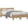 vidaXL Struttura del Letto con LED Rovere Artigianale 120 x 190 cm, Mobili per Camera, Letto in Legno, Design Rettangolare, Base con Listelli, Arredamento Contemporaneo, Semplice e stiloso