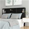 Homgoday Testiera con Contenitore Nero, 160x19x103,5 cm, Testiera Letto con Scaffale, Schienale per Letto e Divano