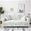 Chickwing Pianta Stampa di Foglia Copridivano Elastico 1/2/3/4 Posti, Chickw11 Copridivano Protettore Universale Braccioli Sofa Ideale per Poltrone Mobili Copridivano (fiore bianca,2 Posti)