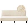 Surwin Copridivano Senza Braccioli Elasticizzato, Antimacchia Foglia Jacquard Inverno Peluche Fodera per Divano Letto Antiscivolo Lavabile Pieghevole Clic Clac Copri Divano (3 Posti,Beige)