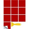 Hixingo Piastrelle Adesive Cucina Bagno, 20 Pezzi Mattonelle Adesive Cucina Piastrelle Bagno Adesivi PVC Pannelli Decorativi Tinta Unita per Mobili e Pareti (Rosso,20x20cm)