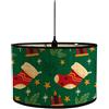 Morbuy Paralume in Bambù Stampa Natalizio, Diametro 30cm Paralume a Tamburo, Paralume Lampada da Tavolo, Lampada da Terra, Lampadario, E27 Lampada Accessorio, Decorazioni Casa (Calzini Natalizi)