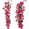 INSUNSIX Ghirlanda di bouganville rosa scuro, 2 pezzi (2PCS), fiori artificiali da appendere, 2 m, bouganvillea finta, fiori di vite artificiali, per archi nuziali, centrotavola, runner da tavola