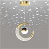 Mengjay LED Lampadario a sospensione,LED Forma di Luna Moderna Lampada a Sospensione,Plafoniera Fata Lampada Luna e Stelle Lampada a Sospensione Camera da Letto Lampadario (Oro(Bianco))