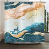 ASDCXZ Tenda da doccia in marmo 180 x 180 cm, moderna, astratta, arancione, cervo ciano, texture ottica, lavabile, tessuto in poliestere, tenda da doccia impermeabile per vasca da bagno con 12 ganci