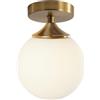 KCO Lighting Lampada Da Soffitto Per Soggiorno a Globo Bianco Di Metà Secolo, Lampada Da Soffitto Semi-Incassata a Sfera Di Vetro Minimalista, Piccola lampadario Da Soffitto a Globo Per Corridoio