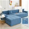 UHVUJDUI Copridivano Impermeabile Copertura Divano Angolare Chaise Longue 3 2 4 Posti Con Penisola,Elasticizzato Salvadivano Forma Di L Antiscivolo Per Cane Animali Antigraffio(Blue,90cm-140cm (1pcs))