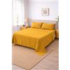 Corredocasa Completo Letto Lenzuola in Cotone, Qualità Made in Italy - PURO COTONE 100% Morbido e Traspirante in ogni Stagione - SET Lenzuolo Sotto con Angoli, Sopra e 2 Federe (Giallo, Matrimoniale)