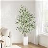 YOLEO Ficus Benjamini artificiale 160cm, grande pianta finta, con vaso bianco, albero artificiale Ficus realistico, Birkenfeige per soggiorno, ufficio, giardino, decorazione interna, regalo per