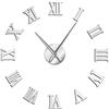 VCS moderno fai da te grande orologio da parete 3D superficie a specchio adesivo home decor art orologio da parete gigante orologio con numeri romani orologio(argento,90CM)