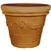 Decor Space Vaso Doppiobordo Festone rotondo in resina con decorazione per esterno Made in Italy (90 cm, Terracotta)