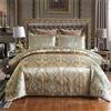 SAYNO Set di biancheria da letto di lusso con copriletto in jacquard di seta satinata, adatto per tutte le stagioni, per letto queen, motivo Royal Rose Gold, completo di 2 federe per cuscini (matrimoniale