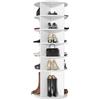 IGTOPS Scarpiera girevole a 360°, scaffale angolare, 7 strati con grande capacità, bianco, libreria con 4 scomparti, contiene 28 paia di scarpe, scarpe, borse, libri e utensili da cucina (6 piani)