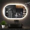 wowspeed Specchio da bagno con luci LED da parete, antiappannamento, dimmerabile in 3 colori, LED, vetro temperato HD, specchio intelligente Bluetooth, bagno, 50 x 75 cm