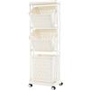 GIANTEX Cesto Portabiancheria Stretto a 3 Scomparti con 4 Ruote e Mensola, 40 x 30 x 112 cm, Bianco, per Lavanderia e Bagno