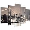 B&D XXL - Quadro New York 200x100 cm 5 Pezzi Stampa su Tela XXL Immagini Moderni Murale Fotografia Grafica Decorazione da parete Quadri Componibili NY Città di Notte City Architettura 030202-11
