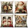 ZJILIXIA 4 Pezzi Federe Cuscini Natalizi 40x40cm,Cuscini Natalizi per Divano,Nuscino Natalizie Decorazioni,Federa per Cuscino in Lino,Copricuscino Natalizio Federe Di Natale per Cuscino Letto Divano (B)