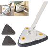 Earnmore - Mocio triangolare girevole a 360 gradi, telescopico triangolare regolabile, mocio multifunzione, Push-Pull automatico (bianco + 2 cuscinetti)