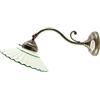 fd-bolletta arredamento e illuminazione applique da parete interni,lampada lluminazione ottone vintage,paralume ceramica verde am32.Misure:Ø vetro 19,5cm,sporgenza 35cm,Ø base10cm