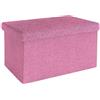 INTIRILIFE Panca pieghevole 49x30x30cm in ROSA - Cubo di seduta in tessuto con vano portaoggetti e coperchio in look lino - Cubo di seduta poggiapiedi pieghevole con cassetta portaoggetti sgabello