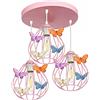 INTERBERG Lampada da soffitto per cameretta dei bambini, farfalla rosa, cameretta per ragazzi con motivo farfalla