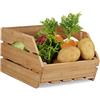 Relaxdays 3X Cassette bambù, Contenitore Impilabile, Box Portaoggetti Aperto, Stabile HLP: 20,5x27x38 cm, Marrone Naturale