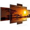 Runa Art - Quadri Africa Elefante 200 x 100 cm 5 Pezzi XXL Decorazione Murale Design Arancia 000551a