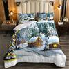 Loussiesd Set di biancheria da letto per albero di Natale, con illustrazione natalizia, Trapunta/trapunta, per bambini, ragazzi, ragazze, fiocchi di neve, inverno, in microfibra, Bedding Piumino 200x200cm