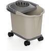 Recamania Secchio per mocio rettangolare in plastica con scolapiatti e ruote a 360°, colore beige, 16L, 39 x 29 x 35 cm