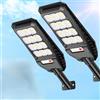 081 Store - 2 PEZZI lampione solare con 144 LED esterno 200W, con palo e telecomando, sensore di movimento e crepuscolare luce bianoc freddo 6500k