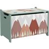 ZONEKIZ Baule Portagiochi Panca Contenitore per Bambini, Cassapanca in Legno MDF con Coperchio e Cerniera di Sicurezza, 60x37x39cm, Verde