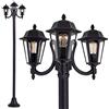 hofstein Lampada da esterno NATAL, candelabro, stile antico, fusione di alluminio in nero opaco, lastre di vetro, lampada da sentiero a 3 bracci da 210 cm, lampada da giardino retrò, E27, IP44, senza lampadine
