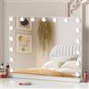 Buildonely Specchio da Trucco Hollywood con 17 Luci LED Regolabili, 3 Modalità, Caricatore USB e Type C, Memoria Intelligente, Controllo Touch, 70x55 cm, Montaggio a Parete, Bianco